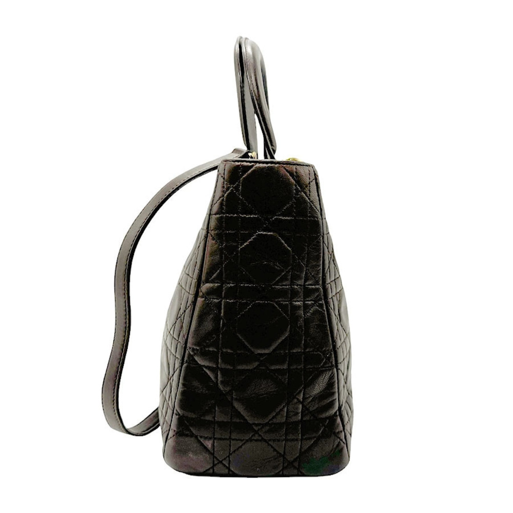 Dior Shoulder Bag Lady gold brown Christian lambskin  2way